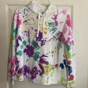 Target Paint Splatter Long Sleeve Hi Lo Hem Hoodie Cotton Modal Blend Size LARGE